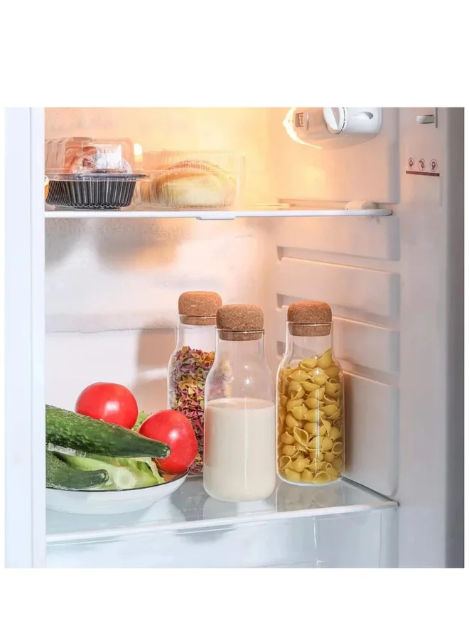 1 تشيس 1CHASE 3-Piece Borosilicate Glass Storage Jar with Cork Lid-Cork Stopper 750ml